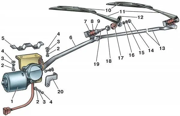 Конструкция очистителей ветрового стекла относительно проста