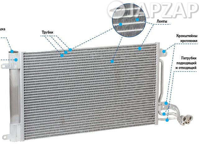 Радиатор кондиционера для Toyota Auris NZE151  1NZ-FE  перед    